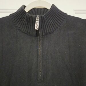 Eddie Bauer Mens Cotton Cashmere Black 3/4 Zip Mock Neck Sweater M